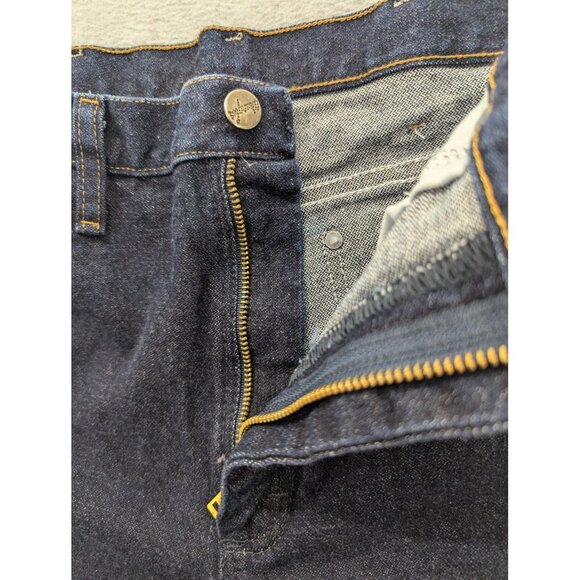 Wrangler Jeans Mens 31x34 Dark Blue Denim Straight Leg Zip Fly Classic Cowboy - Picture 11 of 12